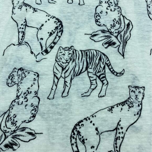 Cynthia Rowley Top Animal Print Linen Asymmetrical Hem Medium - Picture 5 of 10